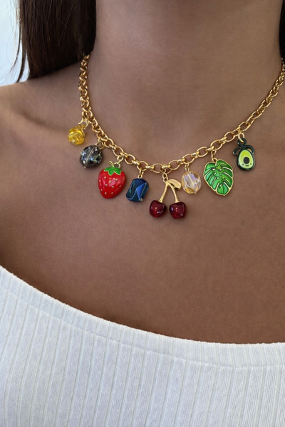 Markiz Takı Çoklu Charm Kolye 50 cm + 5 cm uzatma