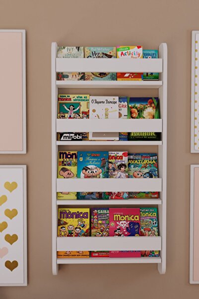 Mirobi Lino 4 Raflı Montessori Kitaplık Eğitici Çocuk Kitaplığı Çocuk Odası K...