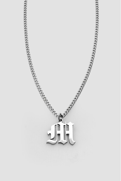 UKHWD SUPPLY 316L Çelik Gotik M Harf Kolye KA1109GM