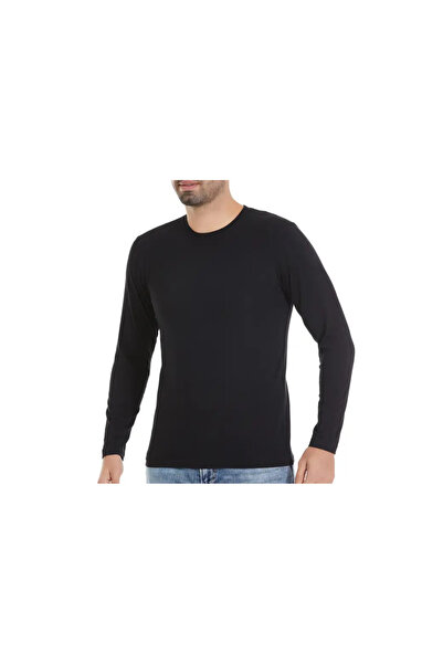 YILDIZ TRICOU BĂRBĂTESC CU MÂNECĂ LUNGĂ DIN BUMBAC ȘI LYCRA, NEGRU