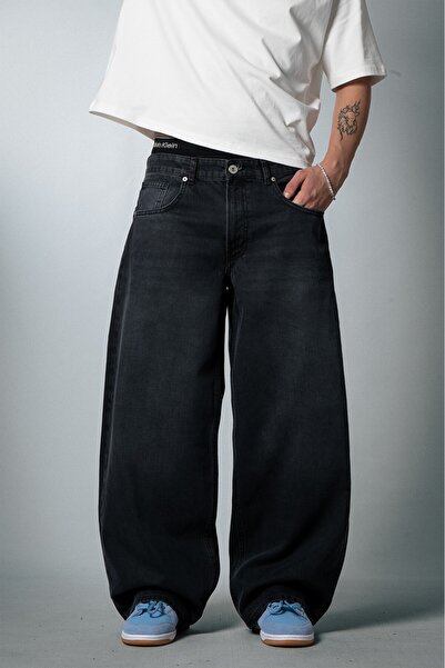 GRJ denim Anthracite Wide Leg Super Baggy Men's Jean Trousers