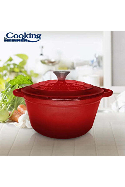 dealshopromania Cratiță din fontă emailată de 6 litri Cooking by Heinner Red ...