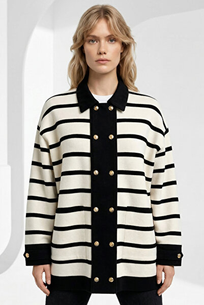 Exquise Uzun Kollu Düğmeli Oversize Triko Hırka