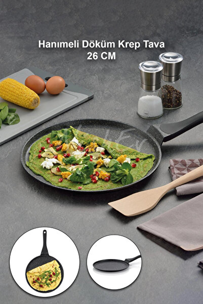 Nishev.com Evini Sev Hanımeli Döküm Krep Tava 26cm – Yanmaz Yapışmaz Çizilmez...