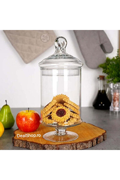 dealshopromania Cutie de bomboane cu picior de sticlă și capac transparent 33...