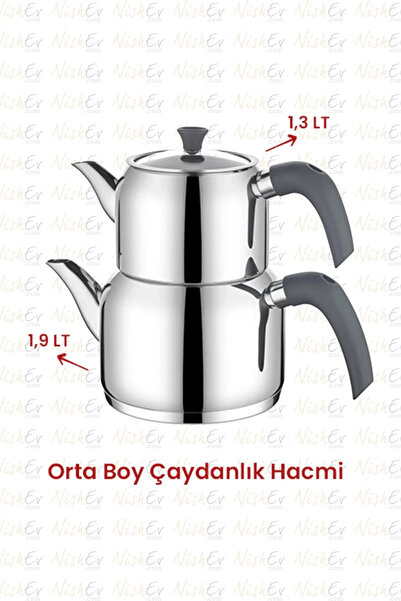 Kahramanlar Delux Soft 4 Parça Çaydanlık Takımı - Orta Boy Antrasit