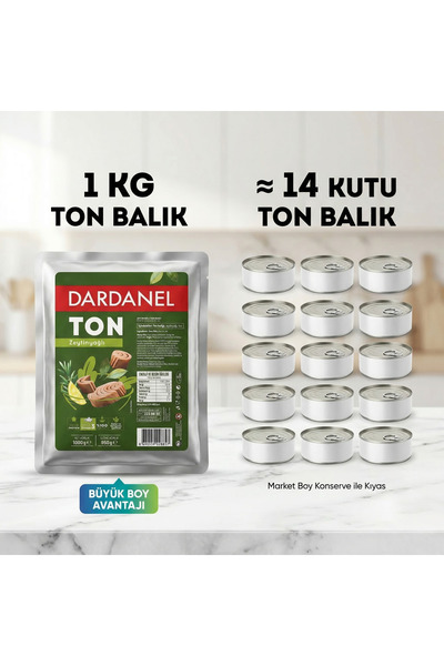 Dardanel 1 Kg Ton Balığı Zeytinyağlı 6'lı Paket – Profesyonel Mutfak – Ekonomik Paket