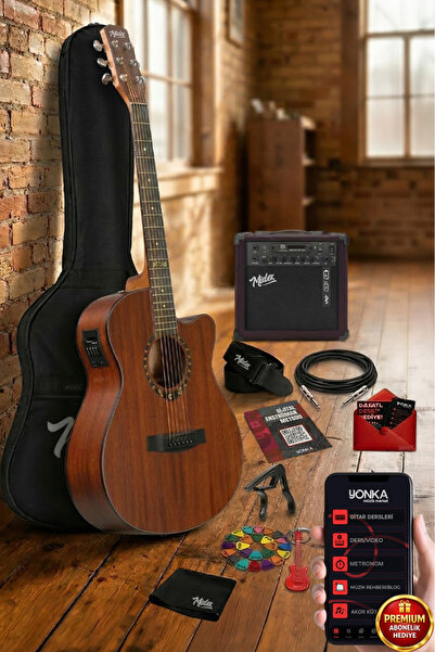 Midex PHX PRO-AMP Amfili Yüksek Kaliteli Masif Elektro Akustik Gitar Seti