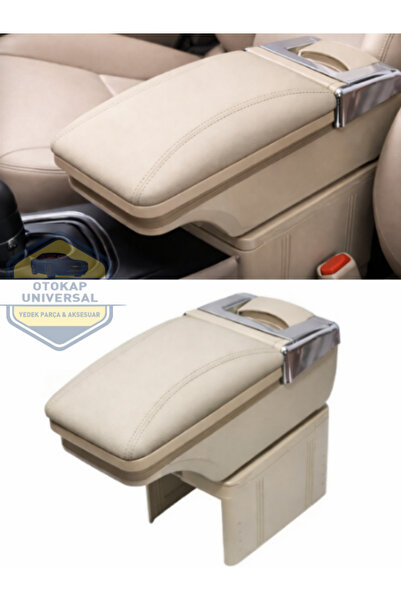 KAPOTO Universal Tüm Araçlara Uyumlu Bej Sürgülü Kol Dayama Kolçak Bardaklık ...