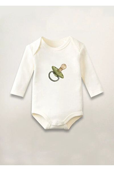 MODA بدلة قطعة واحدة للأطفال بأكمام طويلة من القطن مطبوع عليها مصاصة