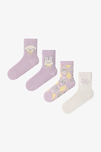 Penti Lila dívčí roztomilé ponožky se psem, 4dílná sada