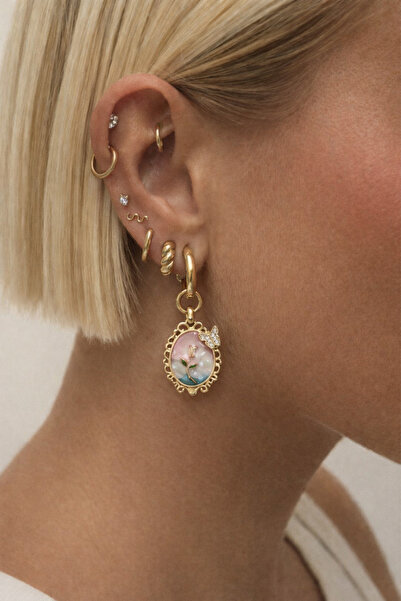 Steel Color Design Earring Models 2 cm(figure)
