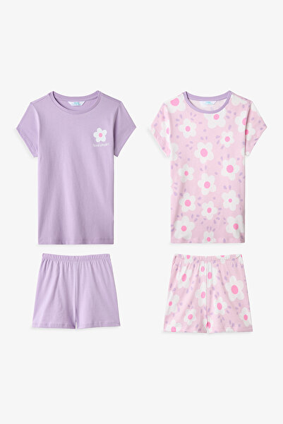Penti Set de pijamale din bumbac Floral Whispers pentru fete, 2 piese, lila