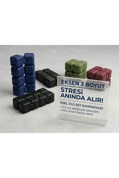 Eksen3Boyut 3’lü Sonsuz Küp Seti – Karışık Renk Stres Giderici Fidget Oyuncak...