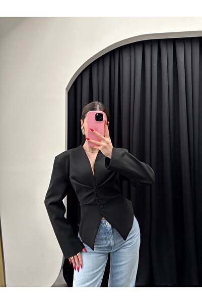 ESRAHELVACI Bel Bağlama Detaylı Blazer Ceket