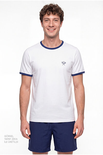 Penti Set de pijamale colorate pentru bărbați, stil Court Clean