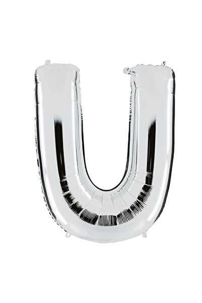 Pandoli بالون فويل على شكل حرف U مقاس 100 سم فضي