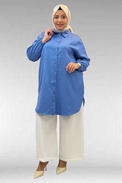 Eslina 58068 Büyük Beden Erkek Yakalı Gömlek - İndigo