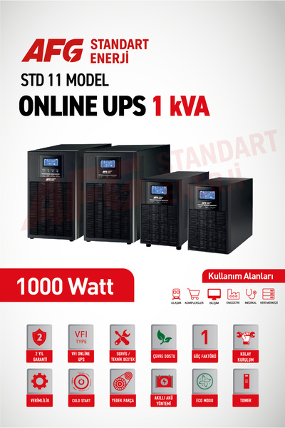 Standart Enerji 1 kVA ONLİNE UPS 1000W STD 11 MODEL Kesintisiz Güç Kaynağı