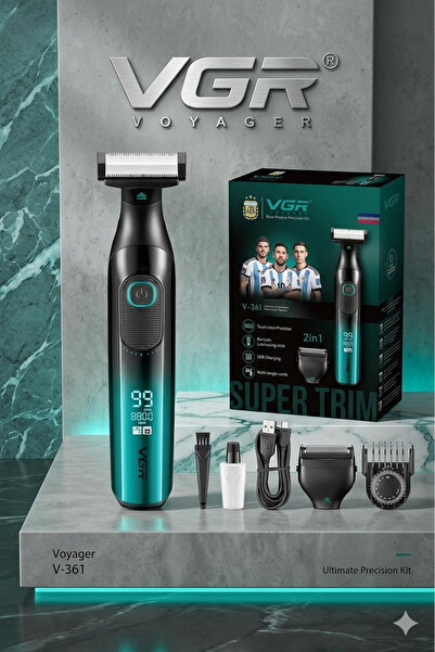 VGR ماكينة حلاقة لاسلكية V-361 للحية والمناطق الحساسة - مقاومة للماء مع رأس ت...