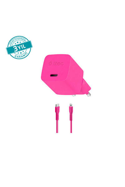 Ttec SmartCharger GAN 20W PD Seyahat Hızlı Şarj Aleti+USB-C-Lightning 120cm K...