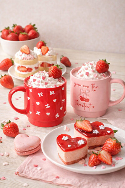 Tohana كوب بورسلين على شكل قلب مزدوج