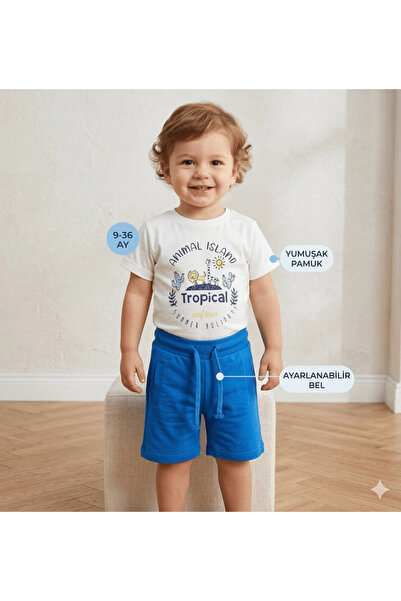 fancykidsantalya Baby Boy Tropical Printed Shorts Summer Set Top and Bottom S...