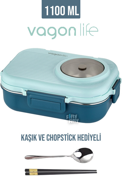 Vagonlife 1100 ML Çorba Kaseli-Metal Kaşıklı Paslanmaz Çelik Bento Lunch Box ...