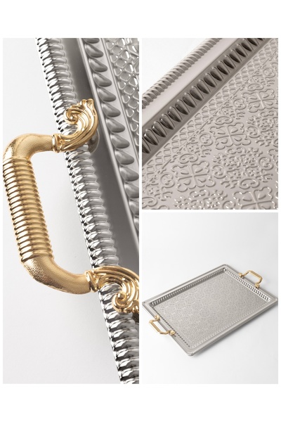 Le Paon صينية فضية من الفولاذ المقاوم للصدأ مقاس 60×40 سم – صينية تقديم وعرض ...