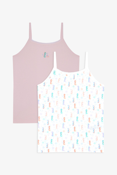Penti Girl's Deniz Printed Seahorse Cotton 2-Piece Undershirt