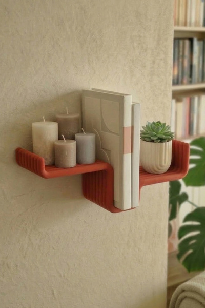 Puffin Design Edge Dekoratif Mini Duvar Rafı 1 adet (Terracotta Renk)
