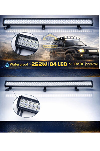 KAPOTO 99x7cm Off Road 84 Led Projektör Işık 9V-30V Araç Üstü Led Bar