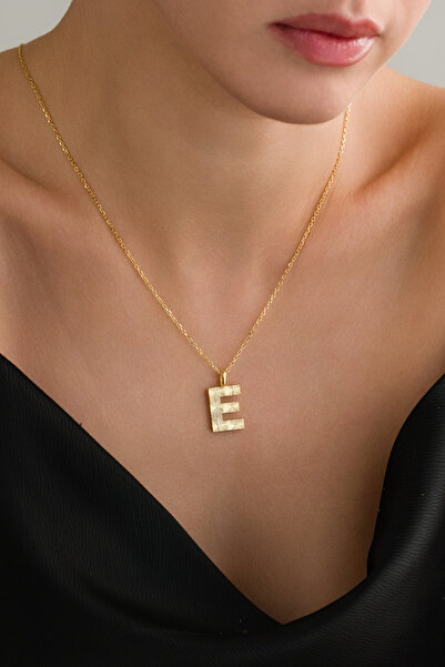 AcestesDesign 925 Ayar Gümüş E Harf Lazer Kalem İşlemeli Tasarım 50 cm Zincir...