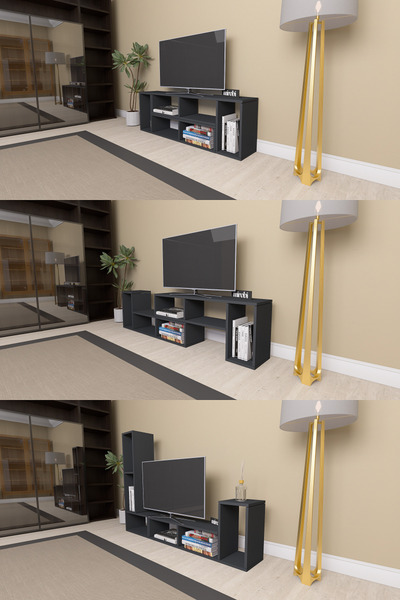 Mirobi Çok Şekilli Fonksiyonel Tv Sehpası, Dekoratif Sehpa-Kitaplık, Blok Tv ...