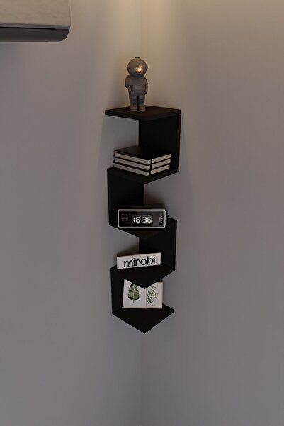 Mirobi Artix Zigzag Duvar Rafı Siyah