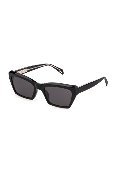 Police Ochelari de soare pentru femei Splg22 0700, negri, dreptunghiulari, 56 mm
