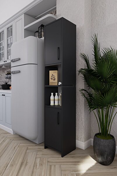 Mirobi Fella 6 Raflı Çok Amaçlı Dekoratif Mutfak Dolabı Antrasit