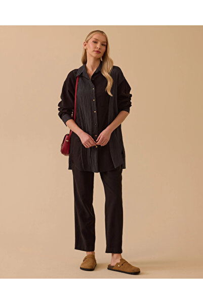 SCL Çift Kumaşlı Düğmeli Tunik