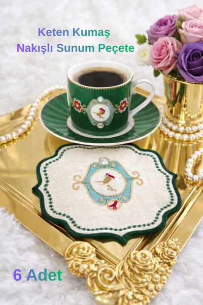 AuraStile Sunum Peçete Kokteyl Peçete Kahve Yanı Sunum Peçete Mendil Love Bir...