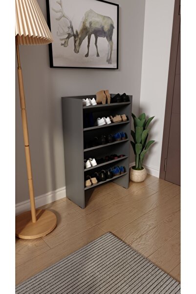 Mirobi Evvo 5 Katlı 5 Bölmeli Dekoratif Ayakkabılık Antrasit
