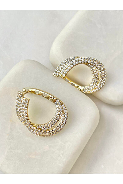 Haziran إكسسوارات أقراط نسائية من الزركون مرصّع بالأحجار ، أقراط ذهبية من Xuping