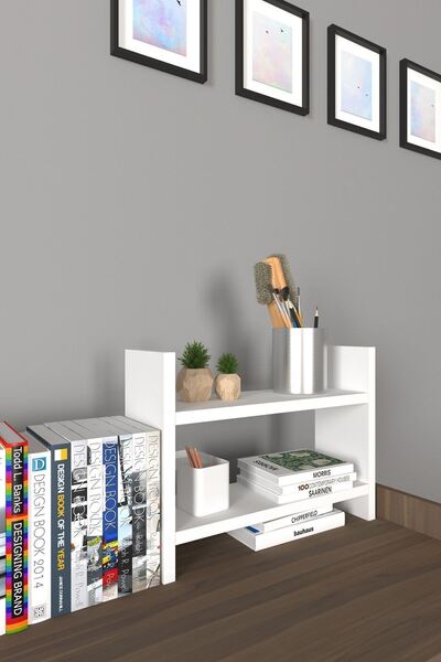Mirobi Arles Multi-Purpose Decorative Shelf Tabletop Shelf Countertop Bookshelf White