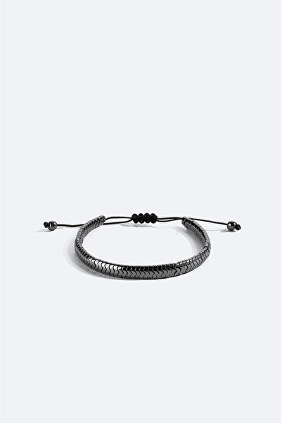 Avva Men's Anthracite Hematite Stone Bracelet B009608