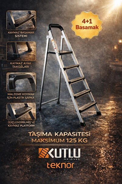 Teknor Kutlu Dayanıklı 4+1 Metal Basamaklı Merdiven