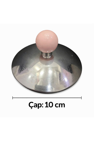 esdekor 10cm Çaydanlık/Demlik Kapağı 1 Adet Metal Gümüş Renk Pembe Plastik Tu...