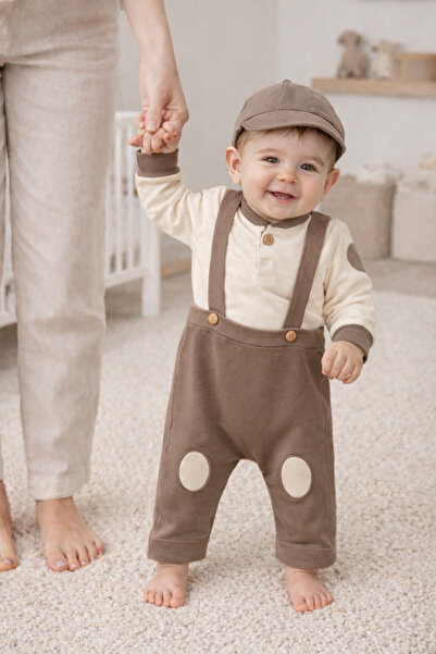 limebabies Baby Boy's 3-Piece Set with Cap and Overalls