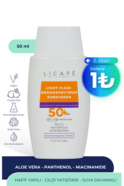 Yüksek Koruma Suya Dayanıklı Tüm Cilt Tiplerine Uygun 50 Faktör Likit Güneş Kremi 50 ml