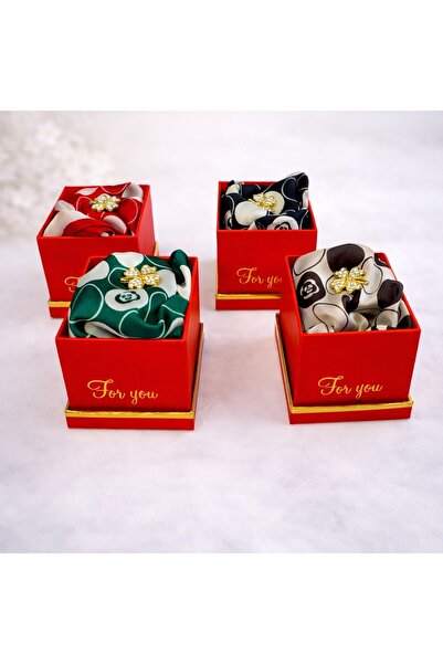 velve Pachet cadou cu 4 seturi For You, cu esarfa eleganta si brosa aurie, am...