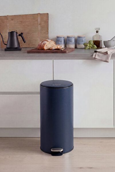 5FIVE Delta pedal bin, metallic, navy blue, 30 liters, 31.5 x 31.5 x 62 cm