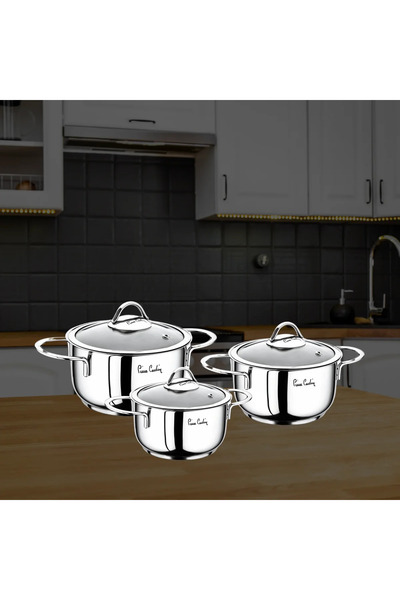 Pierre Cardin مجموعة أواني طهي فضية صغيرة مكونة من 6 قطع من بلانيت